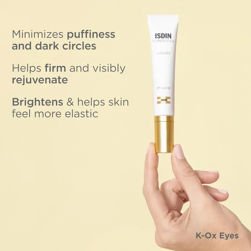 Vista 4 de ISDIN K-Ox - Crema iluminadora para debajo de los ojos para hinchazón y ojeras con beneficios antienvejecimiento, vitamina K y ácido hialurónico