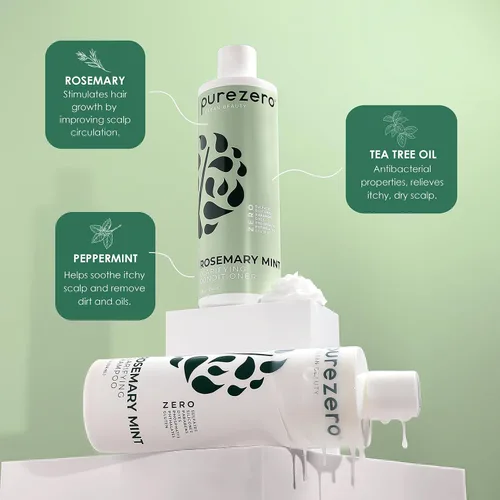 Vista 5 de Purezero Juego de champú y acondicionador sin silicona clarificante de menta y romero - Dúo vegano para cuero cabelludo equilibrado, eliminación