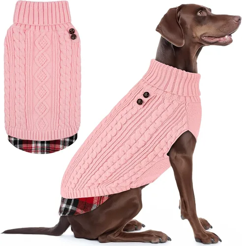 Vista 16 de KYEESE Suéter suave para perros pequeños, machos, abrigado, de cuello alto, ropa elástica de punto para gatos, abrigo cómodo para cachorros