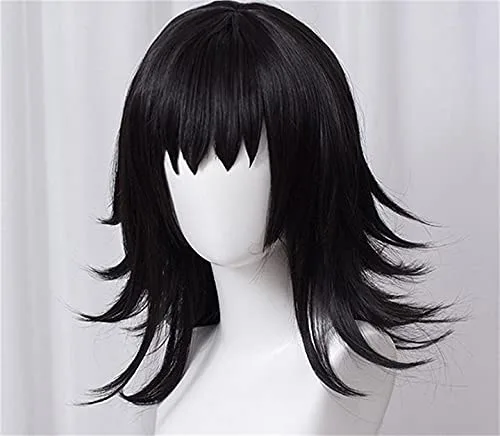 Vista 5 de Aadesso Anime Demon Slayer Kimetsu No Yaiba Makomo Cosplay Peluca Hombres Mujeres Resistente al Calor Pelucas de Pelo Sintético Halloween