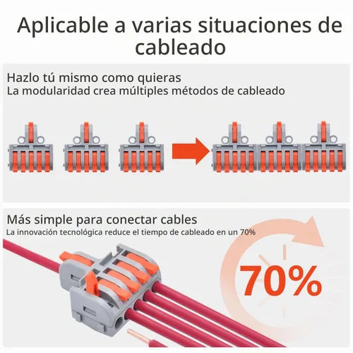 Vista 2 de 10 conectores de cable de palanca, 1 en 5 salidas DIY Mini empalme compacto conectores eléctricos de empuje rápido, 24-12 AWG