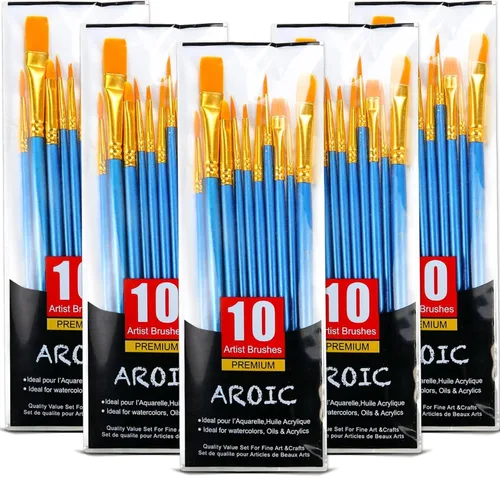 Vista 9 de AROIC Juego de pinceles de pintura acrílica, 1 paquete/15 pinceles de pintura acrílica de pelo de nailon, pincel de pintura de cara de roca