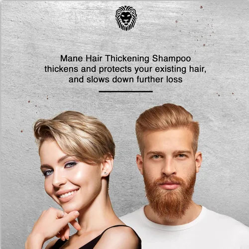 Vista 5 de Mane Champú de biotina espesante para el crecimiento del cabello, hombres y mujeres, apoya el cabello fino y adelgazante, reduce la pérdida