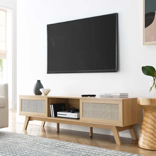 Vista 2 de Modway Soporte de TV de ratán Soma de 60 pulgadas en roble