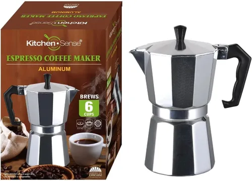 Vista 8 de J&V TEXTILES Cafetera de café y café para estufa, olla moka para café clásico italiano y cubano, cafetería (3 tazas)