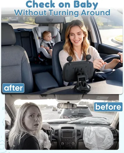 Vista 2 de Cámara HD 1080P de visión diurna y nocturna para bebé, fácil de instalar, cámara de asiento de coche de gran angular de 150° para visión completa