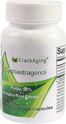 Vista 6 de Crackaging Cycloastragenol 98% Telomere Support 25mg 90Caps en 3 Botellas suplemento de enzima telomerasa