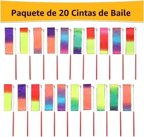 Vista 2 de dervea Paquete de 20 varitas bailarinas de cinta, recuerdos de fiesta