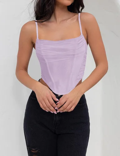 Vista 7 de ZESICA Corsé sexy para mujer, con tirantes delgados, espalda descubierta, Y2K, club, fiesta, corsé