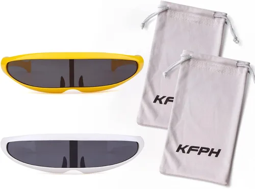 Vista 9 de KFPH Gafas de sol estrechas futuristas UV400 Robot Space Costume Color Mirrored Lens Party Rave gafas futuristas