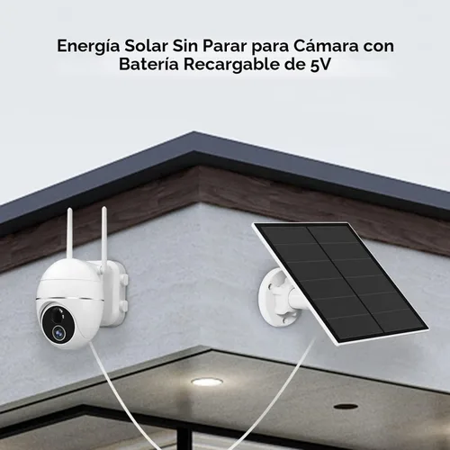 Vista 4 de Panel solar de 5 W para cámara de seguridad al aire libre, cargador de panel solar USB de 5 V compatible con cámara de batería recargable