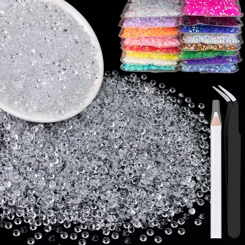Vista 42 de 5000 piezas de 2mm de strass de resina a granel, strass de gel negros con parte posterior plana y redonda para embellecer sin termoadhesión, gemas
