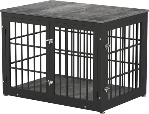 Vista 19 de rehomerance Mueble de jaula de perro resistente de 26 pulgadas para perros pequeños, mesa auxiliar decorativa para casa de mascotas, muebles de Negro
