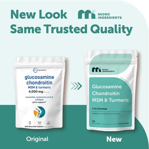 Vista 2 de Glucosamina condroitina MSM y cúrcuma equivalente a 4,000 mg, 300 tabletas bisectadas Apoyo de salud y movilidad articular para mujeres y hombres