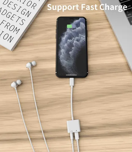 Vista 7 de Certificado MFi de Apple] Cargador de auriculares Aux Dual Splitter para iPhone 7/8Plus/X/Xr/Xs/SE/11/12/Pro/Max/ipad Auricular Audio Jack Lightning