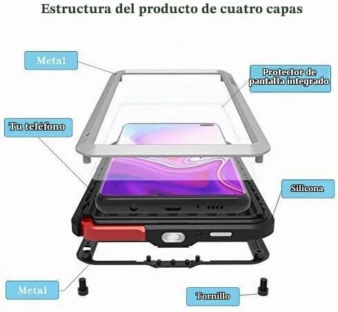 Vista 3 de LOVE MEI Funda militar resistente para Samsung Galaxy S10 Plus, con protector de pantalla de vidrio templado, a prueba de golpes, a prueba de polvo