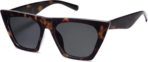 Vista 8 de SOJOS Trendy Square Cateye Polarized Sunglasses Womens Big Frame Shades SJ2115 Todo negro