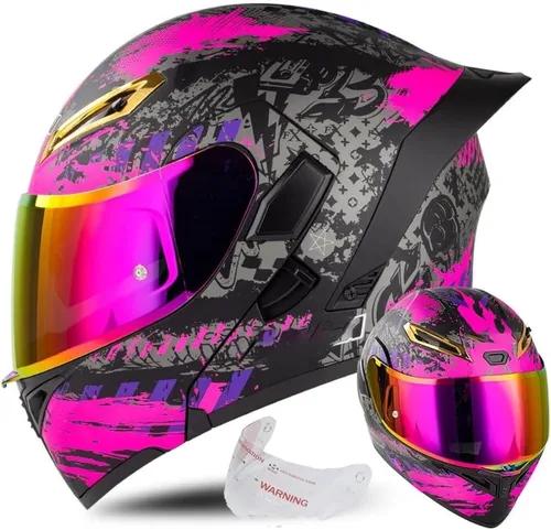 Vista 12 de Casco de cara completa abatible para motocicleta con doble visera solar, aprobado por ECE/DOT, casco de motocross para scooter, turismo, bicicleta