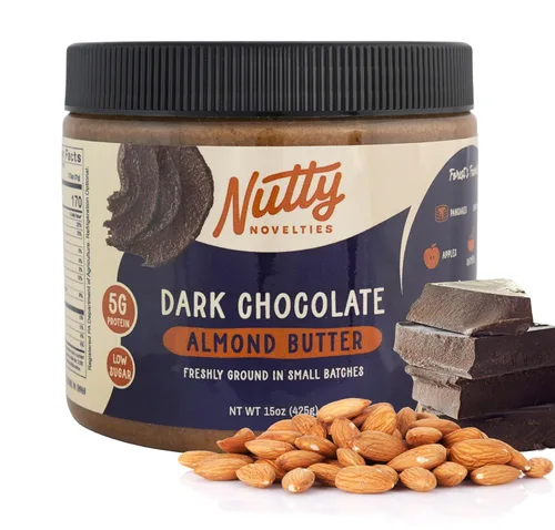 Vista 8 de Nutty Novelties Mantequilla de almendras clásica, alta en proteínas, mantequilla de nuez dulce, sin azúcar añadida, mantequilla de almendras pura