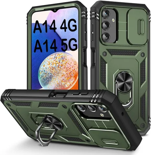Vista 210 de PASNEW Funda militar para iPhone 13 Pro Max, cubierta de cámara deslizante y soporte de anillo de metal de 360°, carcasa rígida multicapa resistente