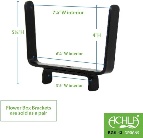 Vista 2 de Achla Designs Soportes de barandilla de cubierta de caja de flores para ventana, para 2 x 4, BGK-13