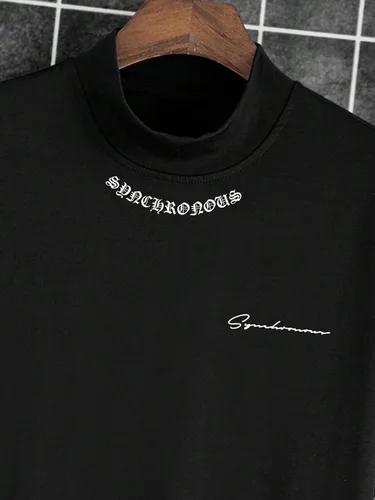 Vista 4 de SOLY HUX Camiseta de manga corta con estampado de letras para hombre