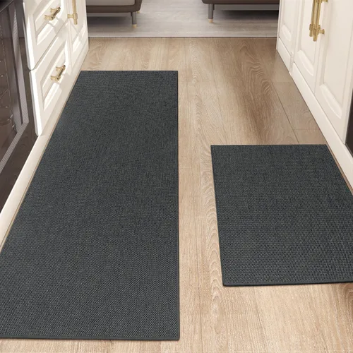 Vista 33 de Color&Geometry - 2 alfombras y tapetes de cocina antideslizantes, lavables, absorbentes, fáciles de limpiar, tapetes de cocina para frente del Caqui