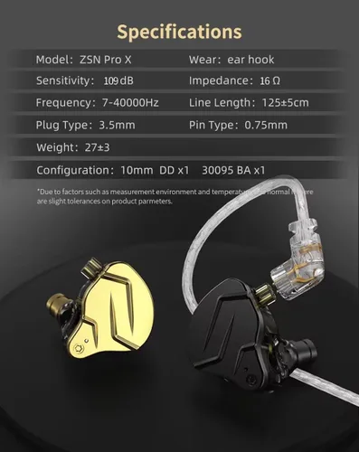 Vista 8 de KZ ZSN Pro X - Auriculares intraurales de monitor 1BA 1DD, auriculares con cable HiFi, para deportes, videojuegos, compatibles con teléfono, PC