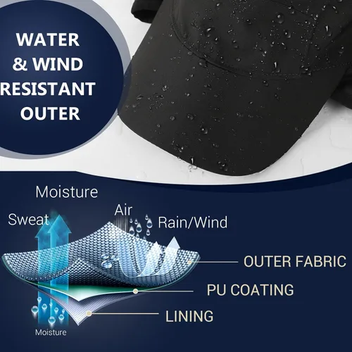 Vista 3 de Gorra de béisbol de invierno para mujer, con forro polar, para hombre, cálida, impermeable, ligera, ajustable, para senderismo