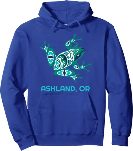 Vista 3 de Ashland Oregon Frog PNW - Sudadera con capucha tribal nativo americano, Negro
