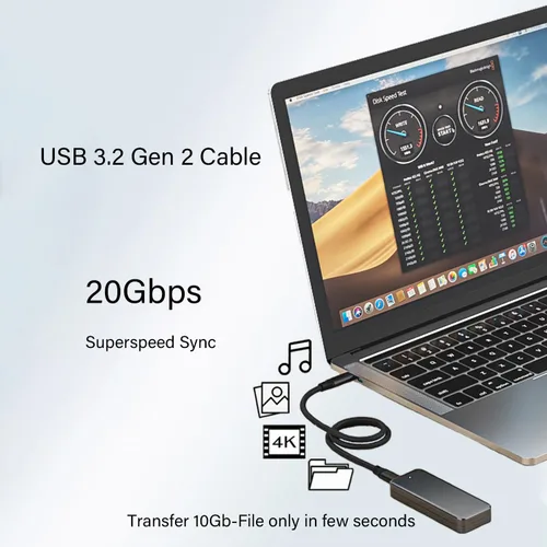 Vista 5 de Pocxwa - Cable de video USB-C a USB-C 3.2 Gen 2x2, cable de carga USBC de 240 W de 5 pies 4K@144HZ, 20Gbps Data Sync, Compatible with MacBook Pro