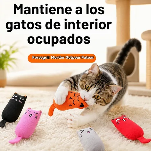 Vista 7 de Legendog - 5 piezas de juguete para gatos, masticable, resistente a mordeduras, diseño de gato, rellenos Varios