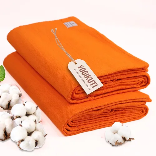 Vista 8 de Yogikuti Iyengar - Juego de dos mantas de yoga de algodón, gruesas mantas de yoga tejidas a mano para yoga restaurativo, meditación y pranayama