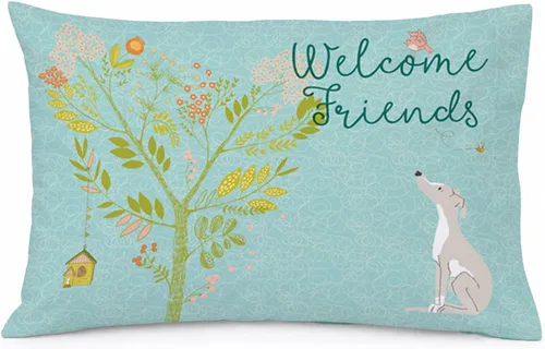 Vista 55 de Caroline's Treasures BB7625PILLOWCASE - Funda de almohada decorativa de tela con texto en inglés "Welcome Friends" Airedale Terrier estándar