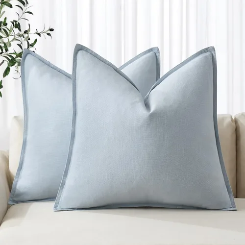 Vista 23 de MIULEE - Juego de 2 fundas de almohada decorativas de lino, estilo bohemio, rústico, neutral, para sofá, cama, 16 x 16 pulgadas, color marrón