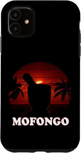 Vista 5 de Funda de regalo divertida para iPhone 15 con mofongo pilon palmeras puesta de sol