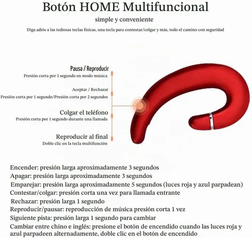 Vista 6 de Auriculares inalámbricos Bluetooth con gancho para la oreja, auriculares sin enchufe con micrófono, auriculares con cancelación de ruido de una sola