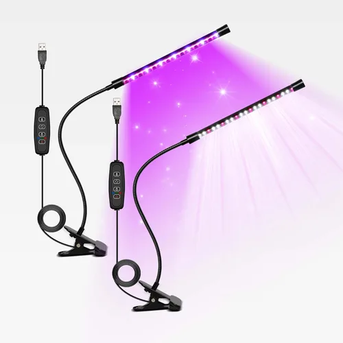 Vista 27 de iPower 21 Luz LED de Crecimiento con Espectro Completo para Plantas de Interior, Cuello de Cisne Ajustable, 3 Modos de Luz y 10 Niveles Regulables