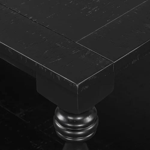 Vista 9 de P PURLOVE Mesa de centro de madera maciza, moderna mesa de centro de granja con rectángulo de almacenamiento para sala de estar, color negro