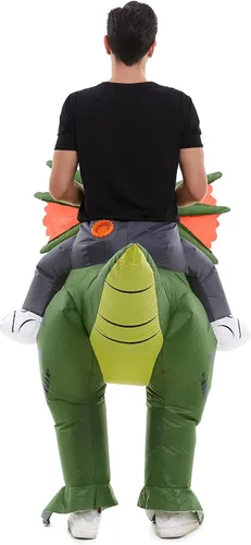Vista 5 de HSCTEK Disfraz inflable de dinosaurio para adultos, T-rex, velociraptor, triceratops, pteranodon