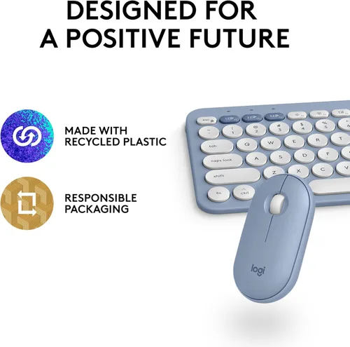 Vista 11 de Logitech Pebble 2 Combo para Mac, Teclado y Mouse Inalámbricos, Delgado, Silencioso y Portátil, Personalizable, Mouse y Teclado Bluetooth