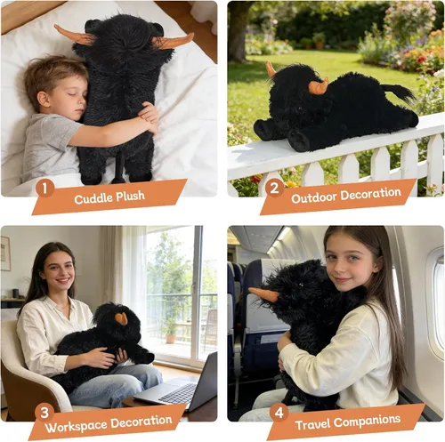 Vista 4 de WDXDSOB Animales de Peluche de Vaca Highland con Peso 4.2 Libras Peluche de Vaca Highland con Peso para Niños y Adultos Almohada de Juguete