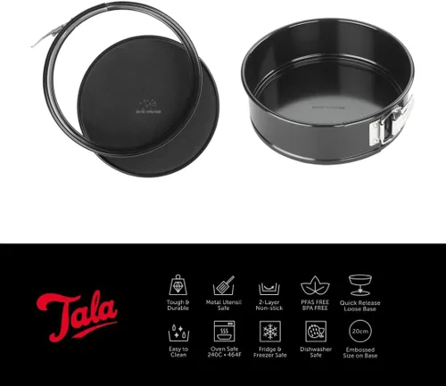 Vista 2 de Tala Performance, Molde redondo Springform de 7.9 in, acero al carbono de calibre profesional con revestimiento antiadherente Whitford Eclipse, base