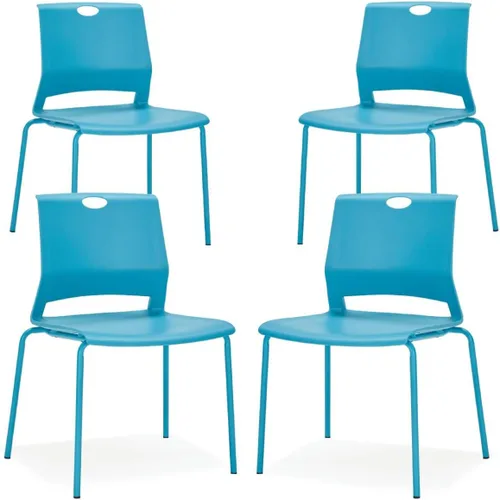 Vista 12 de Juego de 4 sillas apilables de plástico para recepción y invitados