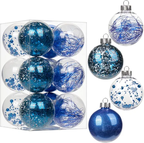 Vista 19 de Briful Bolas de Navidad de plástico transparente inastillables de 3.150 in/3.15 pulgadas, juego de bolas de Navidad decorativas transparentes