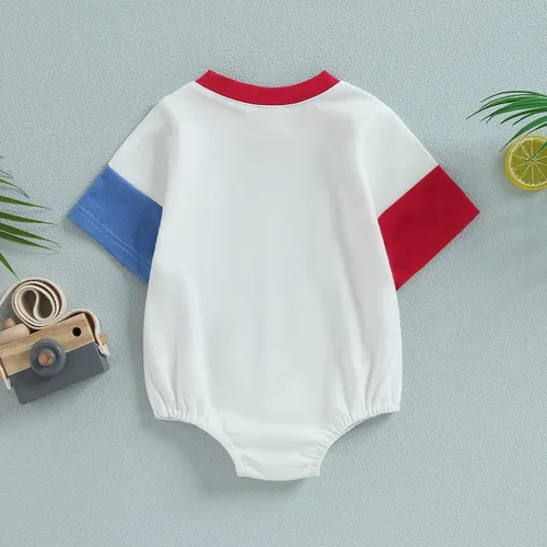 Vista 3 de Karuedoo Traje de bebé niño y niña del 4 de julio, camiseta de Estados Unidos, mameluco de gran tamaño, mameluco de manga corta, ropa patriótica