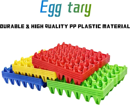Vista 6 de Paquete de 4 cajas de plástico para huevos, 30 huevos planos, apilables, duraderas, reutilizables, color verde
