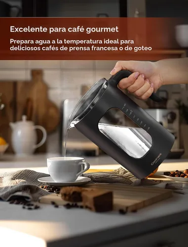 Vista 5 de Tetera eléctrica, INTASTING - Tetera eléctrica de vidrio con infusor de té y control preciso de temperatura, 1200W de calentamiento rápido, sin BPA