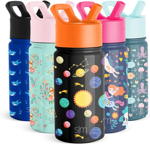Vista 5 de Simple Modern botella de agua reutilizable con tapa para beber y con pajilla, termo de acero inoxidable con aislamiento al vacío, para gimnasio