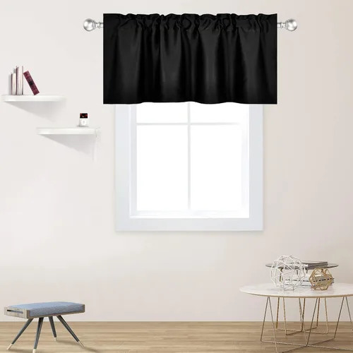 Vista 41 de DECOVSUN Cenefas Aqua para ventanas de cocina, con bolsillo para barra, opacas, con aislamiento térmico, 1 panel de 42 x 18 pulgadas